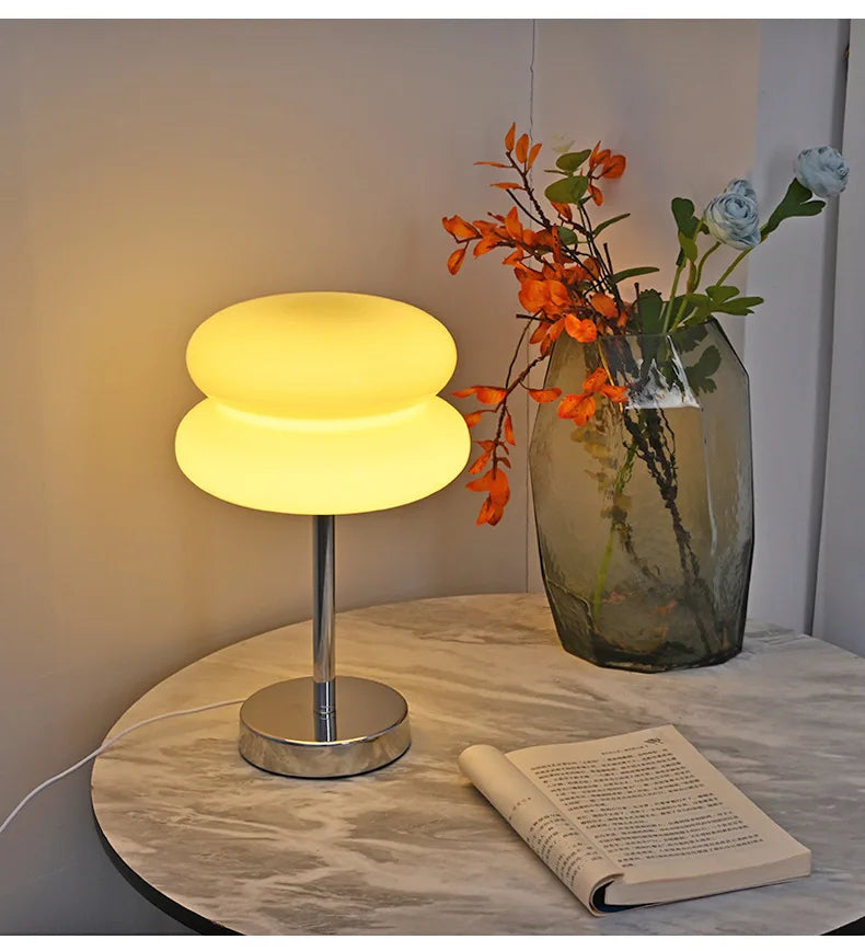 Macaron Glass Table Lamp Trichromatic Dimming Living Room Atmosphere Lamps Eye Protection Night Light Girl Bedroom Bedside Decor