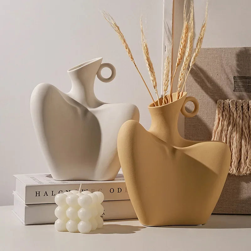 White Donut Vase Vase For Home Decor Accessories Living Room Dried Flower Vaso Va Decor Ornamentsse Decorative Aesthetic