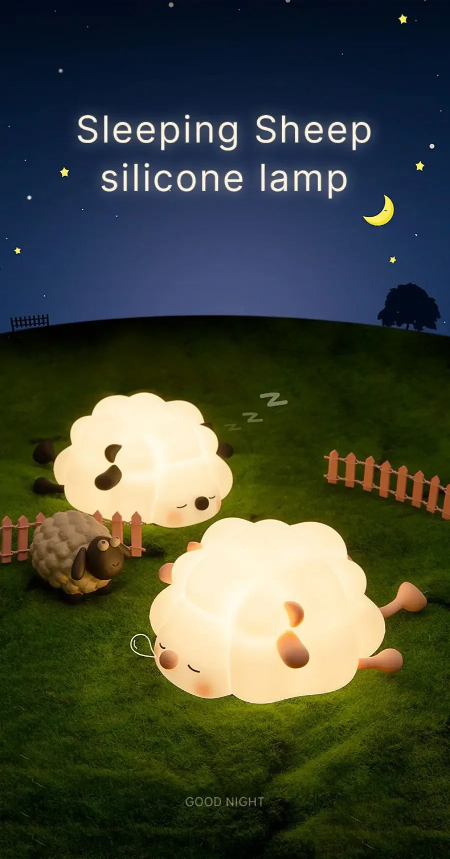 Cute LED Night Light Panda Sheep Rabbit Silicone Nightlights Timing USB Rechargeable For Bedroom Decoration Kids Birthday Gift