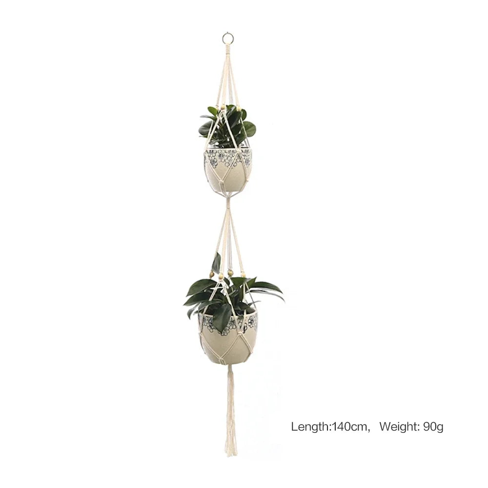 Hanging Plant Handmade Macrame Plant Hanger Flower Pot Planter Hanger Wall Decor Courtyard Garden Hanging Planter Hanging Basket