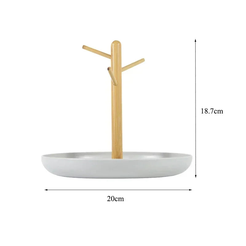 2024 New Nordic Bamboo Tree Branch Storage Tray Living Room Desktop Key Hanger Jewelry Display Frame