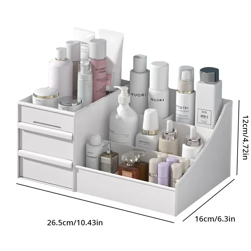 1pc White New Drawer Makeup Storage Box Dormitory Finishing Plastic Shelf Cosmetics Skin Care Dressing Table Make Up Organizer
