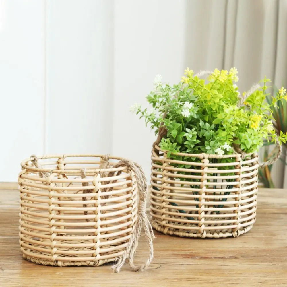 Beige Hanging Weaving Flowerpot Rope Woven Hanger Box Planter Home Decoration Plant Hangers Storage Basket Indoor Outdoor