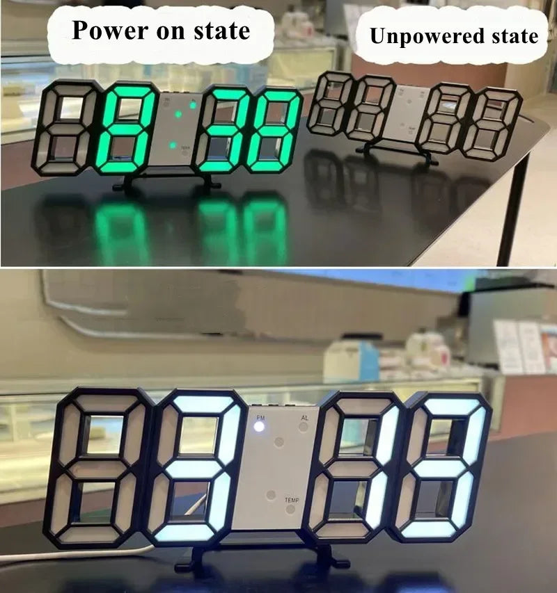 LED Clock Bedroom Home for You Adjustable Digital Wall Clock Hair Accessories Living Room Night Light Mode 3D Decor Decorate