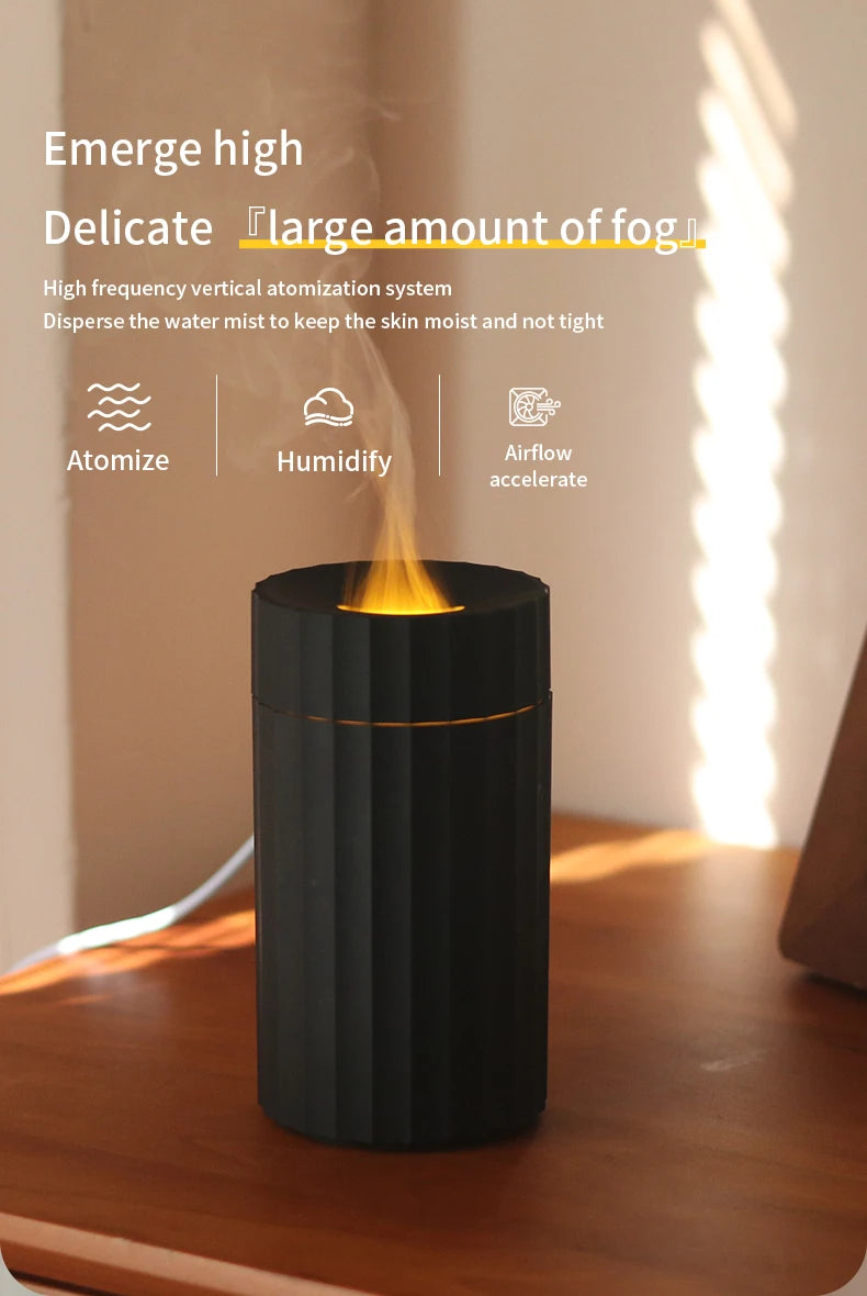 Car Diffuser Flame Humidifier Essential Oil Aroma Aromatherapy Diffuser Auto Air Purifier Air Freshener With LED Light