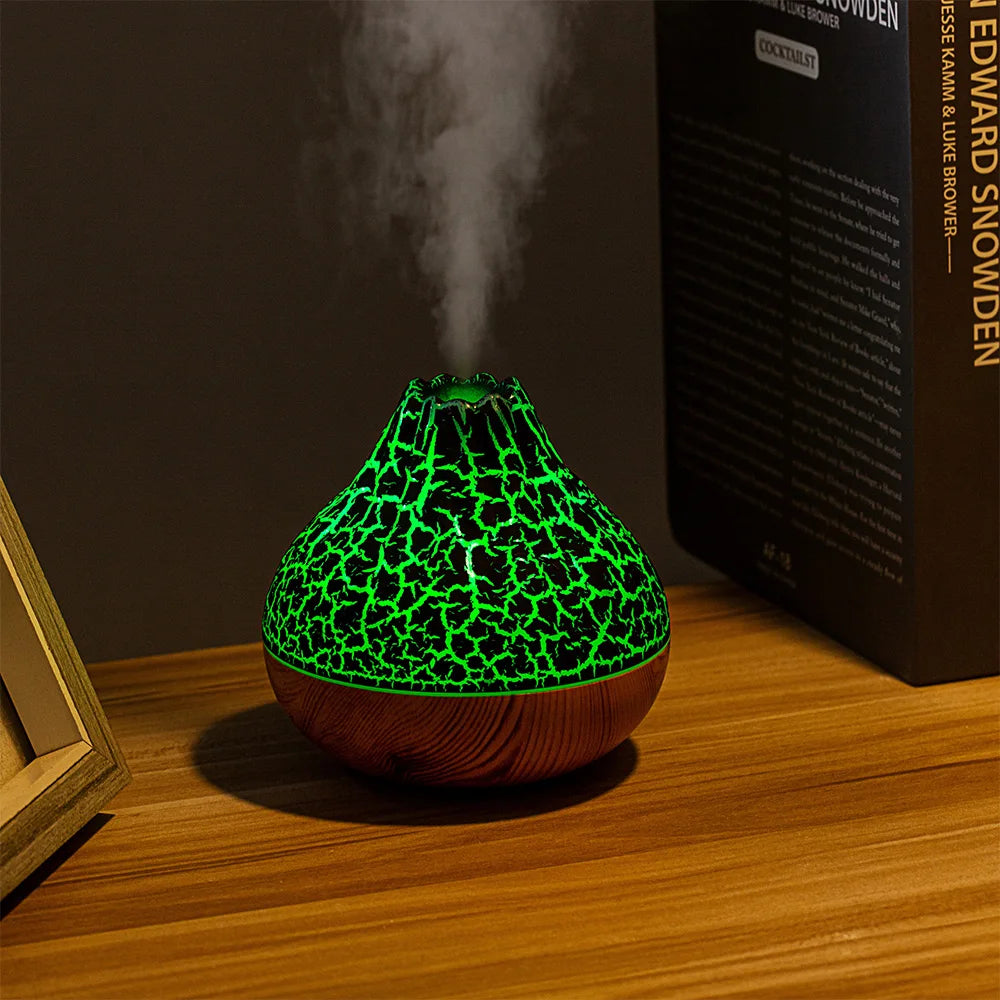 Volcano Air Humidifier 300ml Large Capacity Water Mist Aromatherapy Diffuser USB Desktop Humidifier with 7 Colorful Night Lights