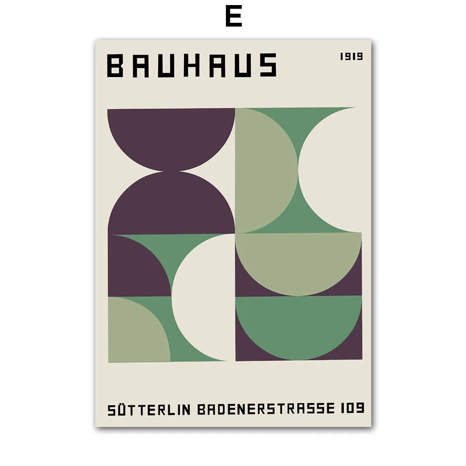 Bauhaus Green Color Block Lines Modern Minimalist Wall Art Posters Prints Canvas Painting Abstract Pictures Living Room Decor