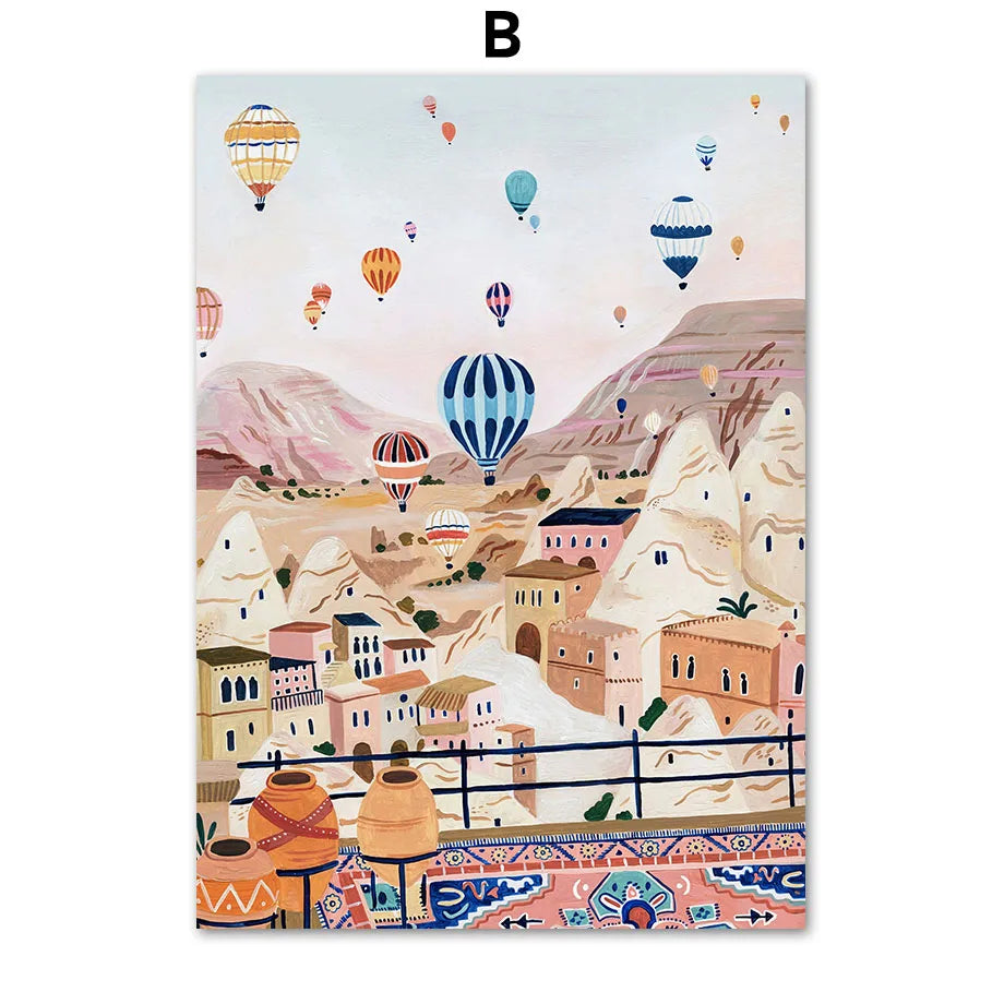 Abstract Landscape City Travel Print Fruit Illustration Poster Wall Art Canvas Painting Wall Pictures For Living Room Home Decor