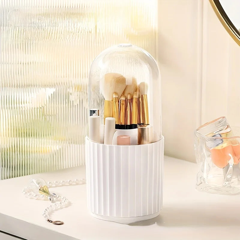 1pcs Makeup Brush Storage Cylinder Rotating Dustproof Desktop Lipstick Powder Brush Bucket Dressing Table Storage Rack Cosmetics