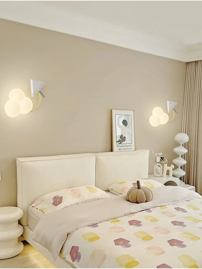 Cartoon Airplane Wall Lights PE Lampshade Star Rainbow Kite Hot air balloon Cloud Night Light Children Bedroom Bedside Wall Lamp