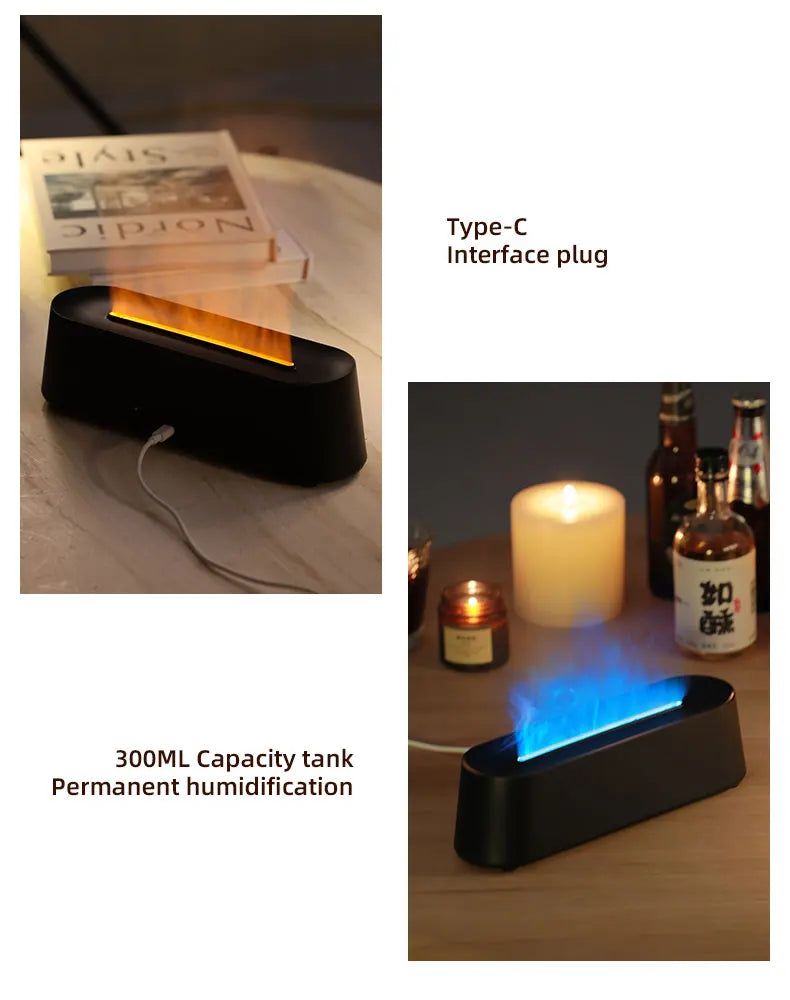 Flame Diffusers for Essential Oils 300ML Aroma Diffuser Humidifier with RGB Light Remote Control for Home Office