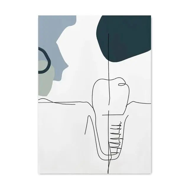 Modern Abstract Line Art Canvas Painting  Dental Clinic Wall Decor Dentist Office Posters and Prints Aesthetic Teeth Artwork for