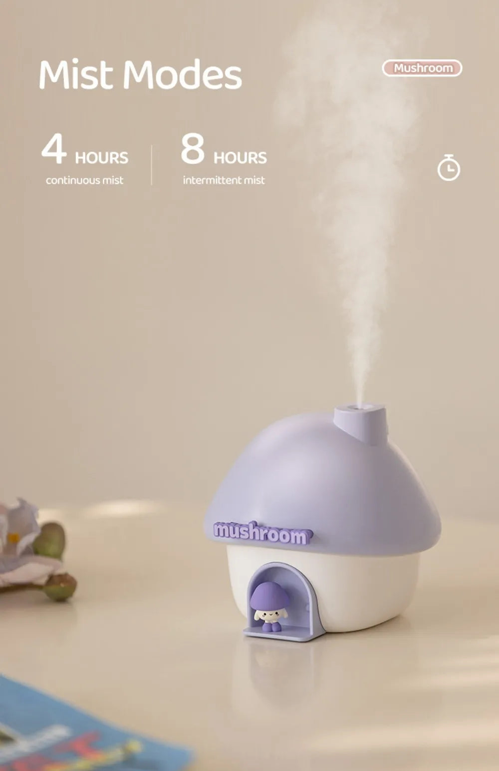 Cartoon Air Humidifier 300ml Mini Essential Oil Aroma Diffusers Colorful Lighting Cute Mushroom House Home Ultrasonic Humidifier