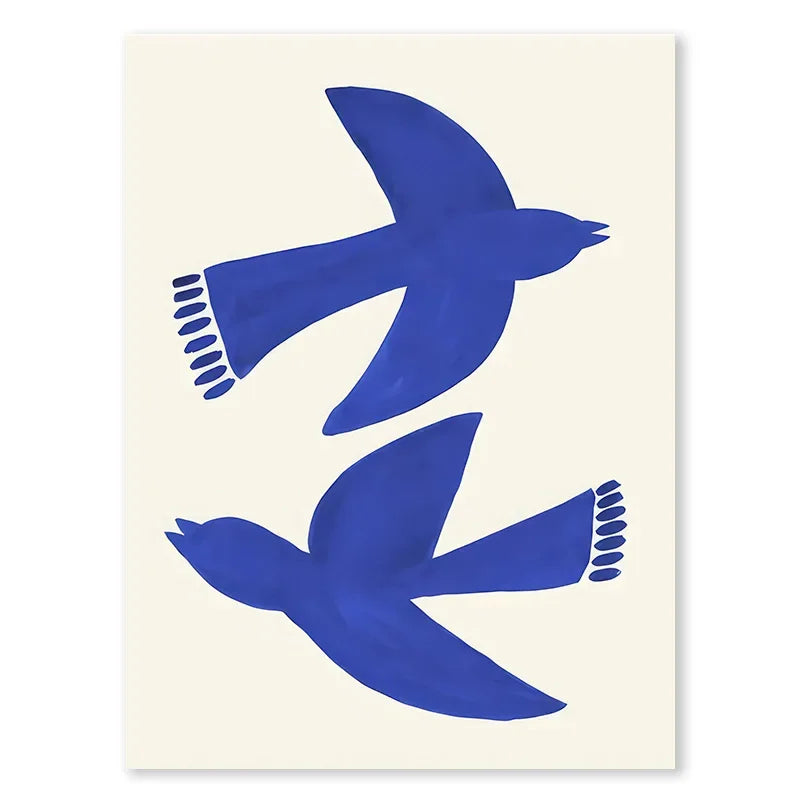 Abstract Line Face, Curve Striped Girl, Vase, Bird Canvas Painting Poster  for Home Decor  Living Room Wall Art for Bed Room