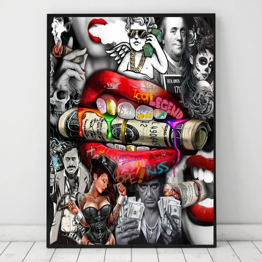 Classic Pop Street Graffiti Abstract Wall Art Gangster Godfather Smoking HD Oil On Canvas Posters And Printed Living Room Decor
