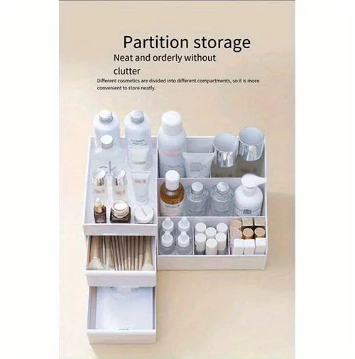 Makeup table with large capacity desktop storage, drawer rack, for versatile storage of skincare products and cosmetics