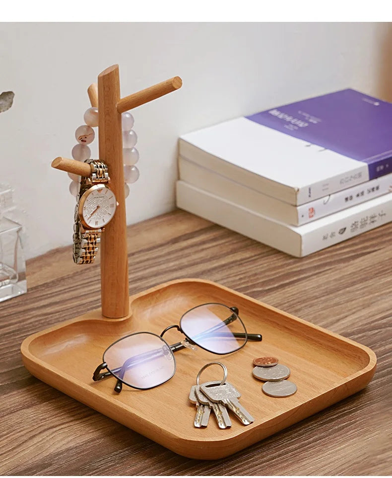 HeMu Key Storage Tray for Entrance Foyer Creative Tree Hanging Shelf Desktop Decoration Living Room Key Hanger Display Frame