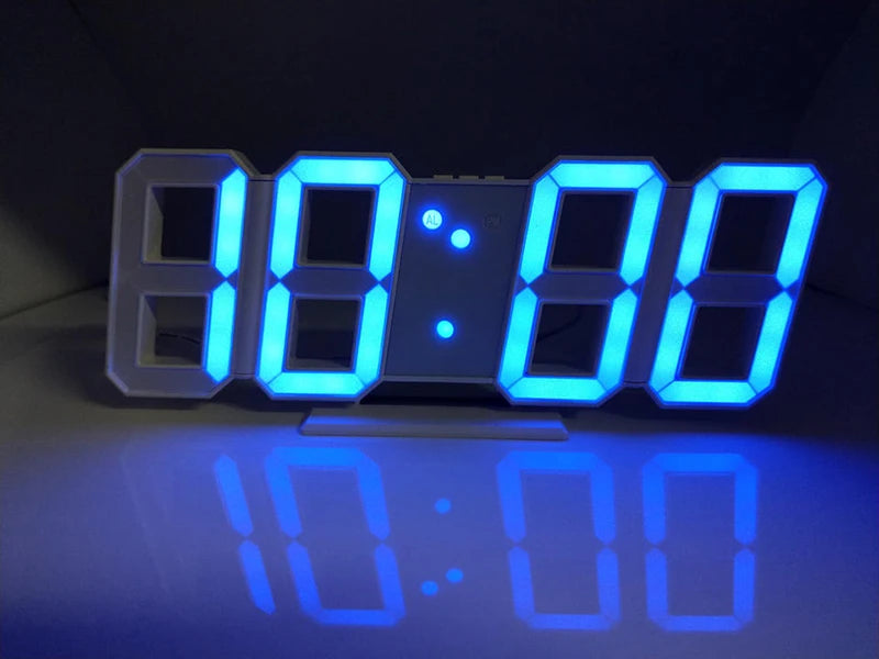 3D LED Digital Alarm Clock Wall Clock, Desk Alarm Clock,Time/Date/Temperature for Home/ Kitchen/Office