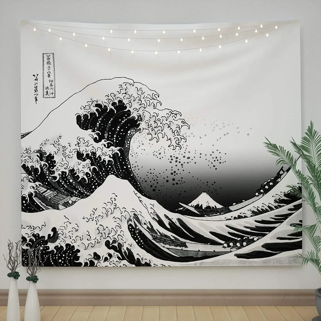 Japanese Kanagawa Big Wave Tapestry Psychedelic Tapestry Teen Indie Room Decor Macrame Wall Hanging Large Fabric Wall Tapestry