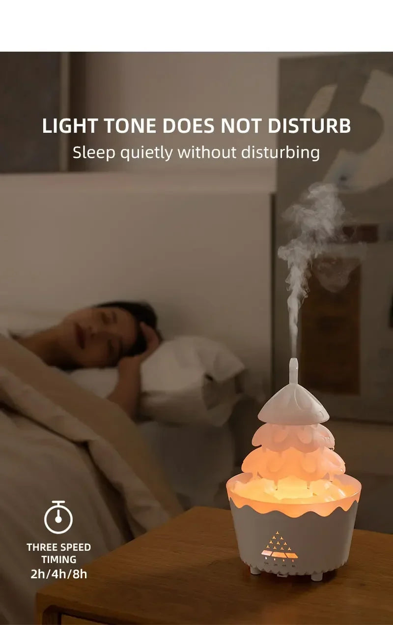 Rain Cloud Aromatherapy Diffuser Ultrasonic Air Humidifier Soothing Water Drops Sound Essential Oil Aroma Diffuser with LED Lamp