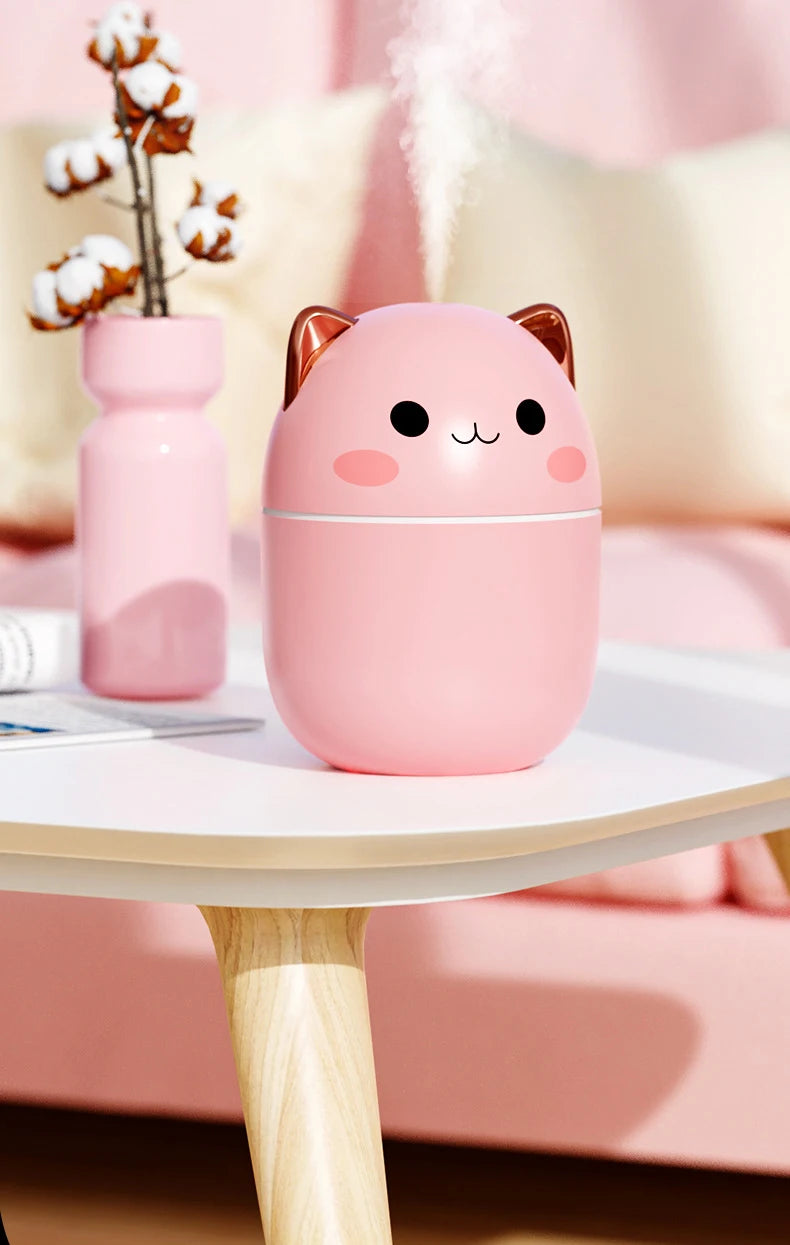 Portable 200ml Air Humidifier Cute Kawaii Aroma Diffuser With Night Light Cool Mist For Bedroom Home Car Purifier Humificador