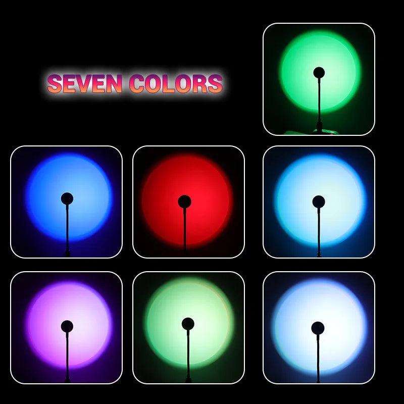 LED Sunset Lamp USB Rainbow Neon Night Light Projector Lamp Room Phone Self Photography Atmosphere Light Bedroom Wall Decor Gift