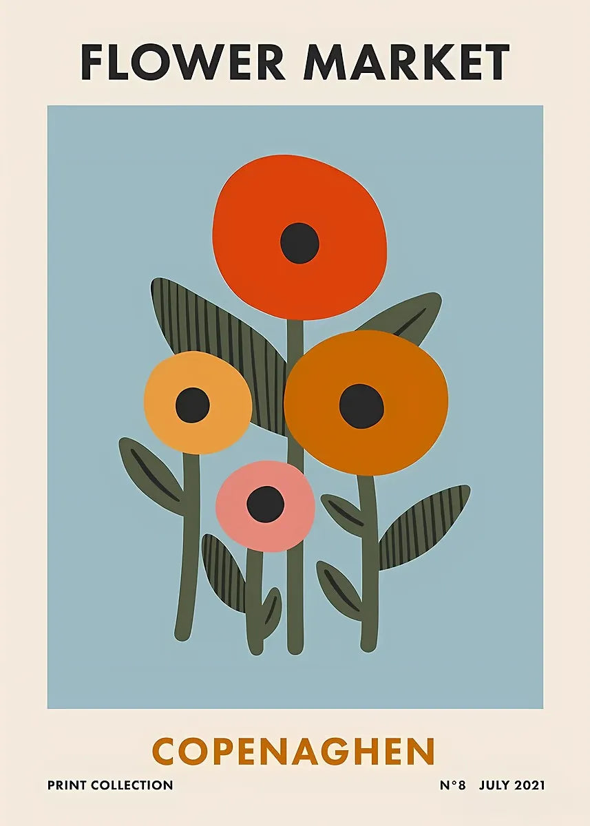 Colorful Retro Flower Market Amsterdam Abstract Poster Boho Flower Shop Sign Prints Canvas Painting Wall Picture Home Room Decor