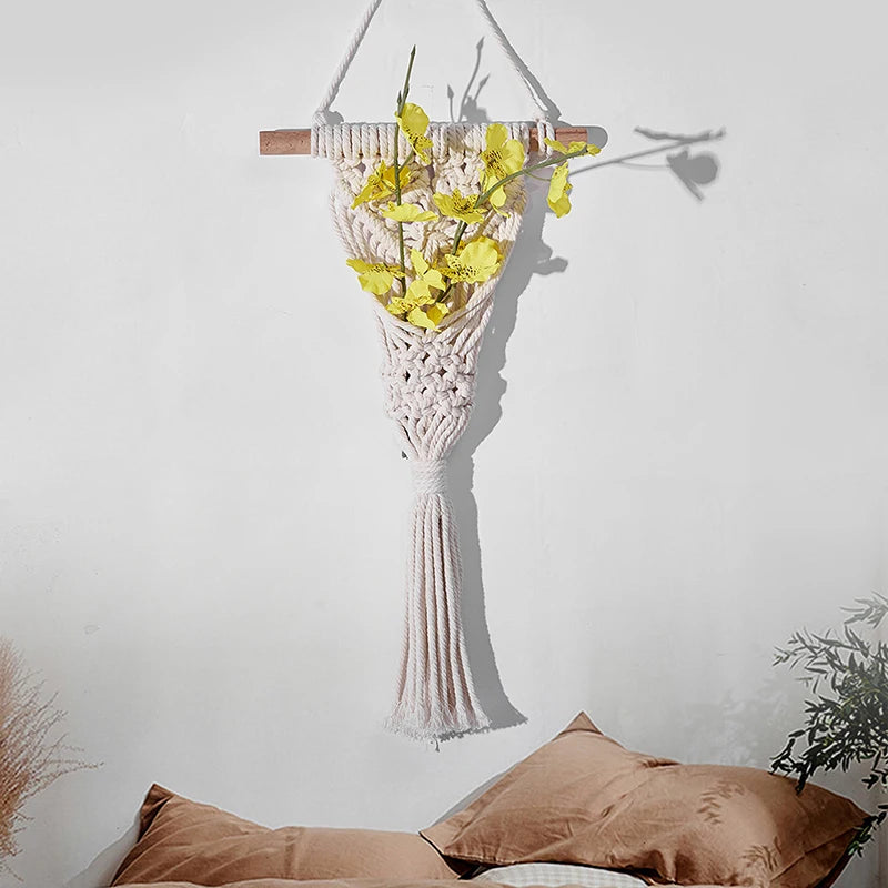 Macrame Wall Hanging Decoration Nordic Wall Background Cotton Rope Woven Tapestry Flower Pot Plant Holder Room Home Decor