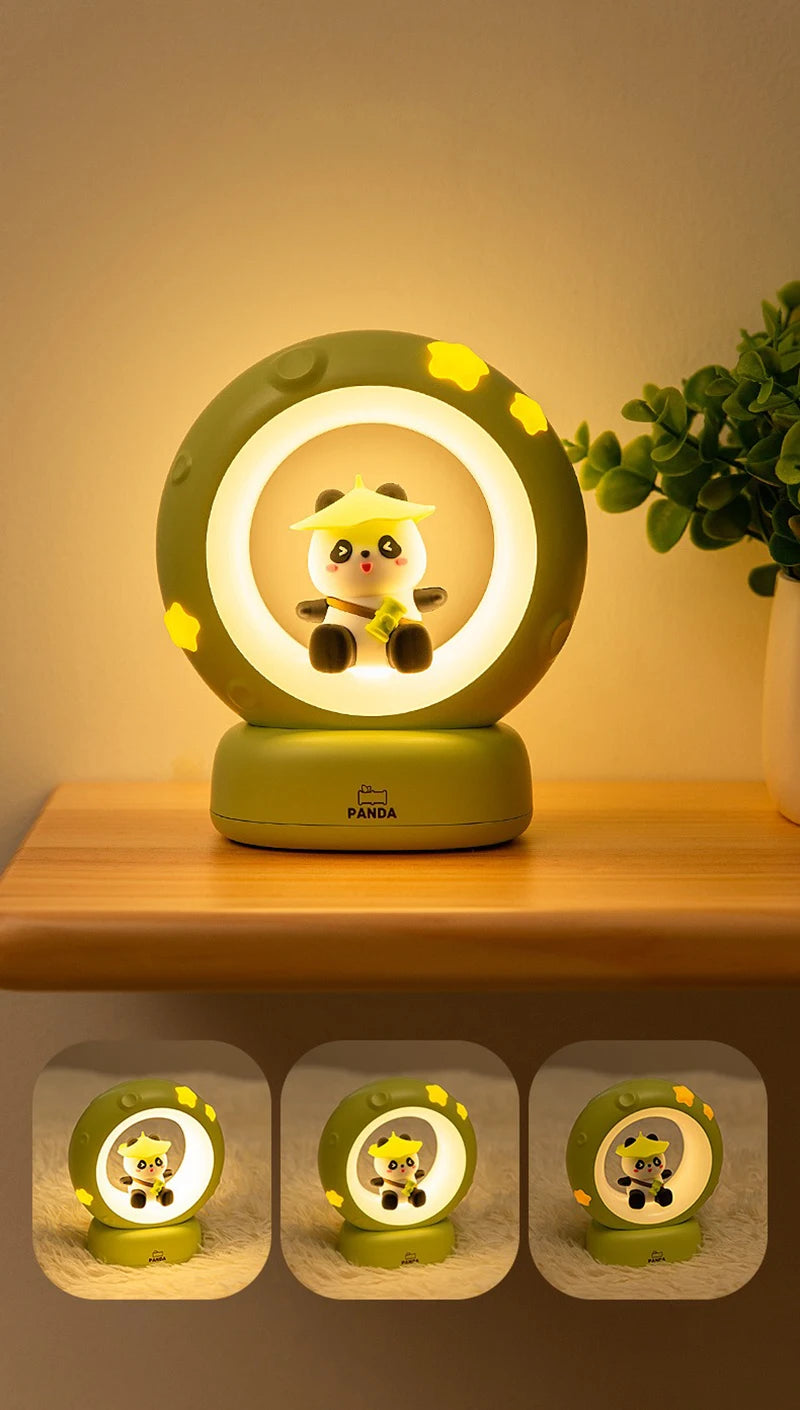 LED Night Light Panda Astronaut Bedside Sleeping Night Lights USB charging Silicone Children Gife Eye Protection Lamp Lighting
