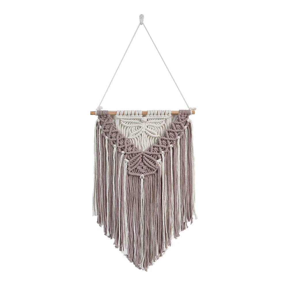 Macrame Wall Hanging Boho Art Wall Decor Wooden Bead Bedroom Nursery Apartment Home Decoration Gift for Girls Birthday Christmas