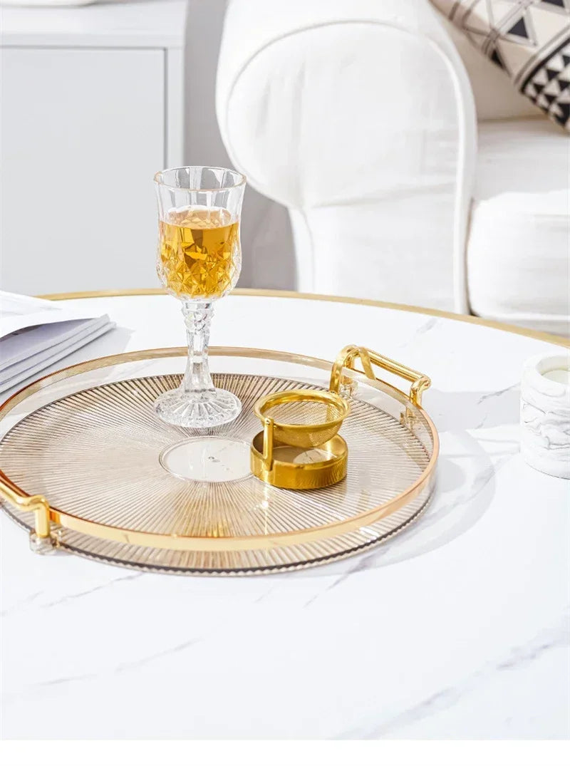 1PC Round Storage Tray Home Living Room Coffee Table Tea Cup Storage Plate Acrylic Tray Aromatherapy Organizer Tray Home Decor