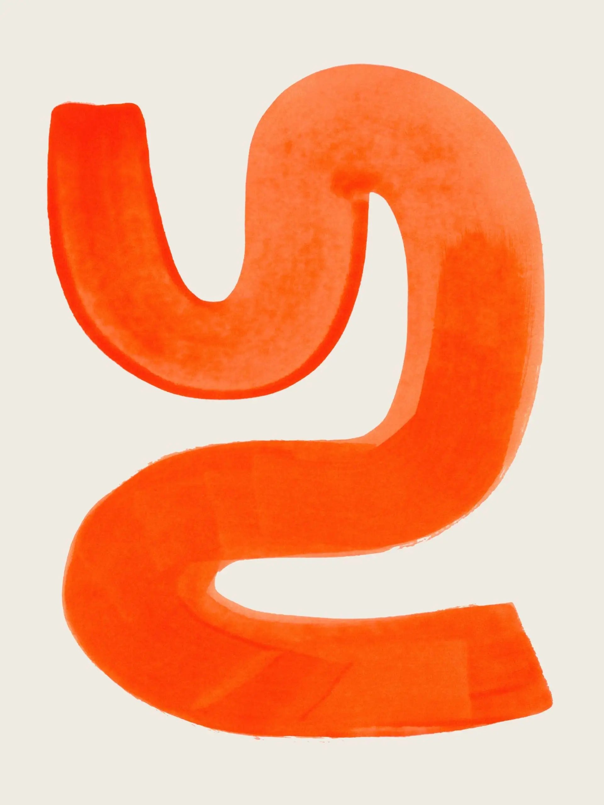 Modern Abstract Mid Century Watercolor Brush Strokes Poster Orange Canvas Print Painting Wall Art Picture Living Room Home Decor