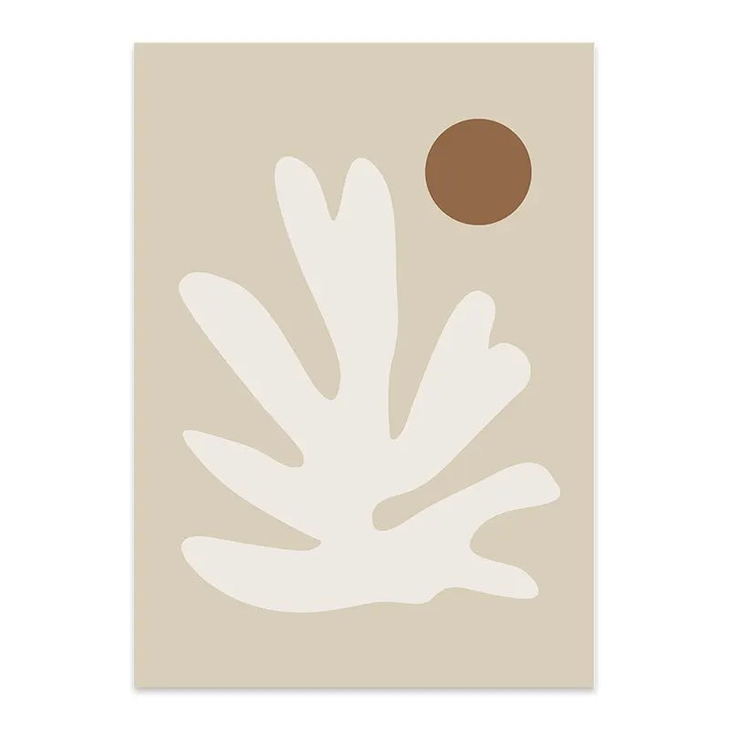 Boho Abstract Matisse Beige White Line Wall Art Poster  Minimalist Canvas Paintings Print Picture for Living Room Interior Home