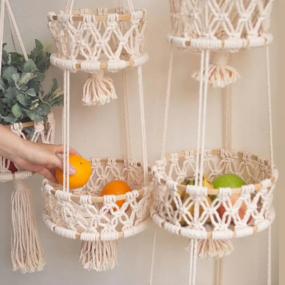 Hanging Hand-woven Macrame Plant Hanger Flower Pot Planter Hanger Wall Decor Courtyard Garden Hanging Planter Hanging Basket
