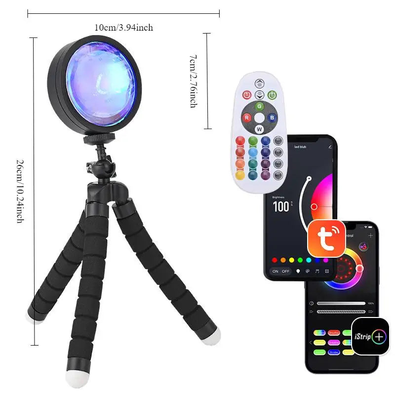 APP Remote Control 360 Degree Rotation Sunlight Lamp Projector with 16 color 4 Modes Rainbow Sunset Light