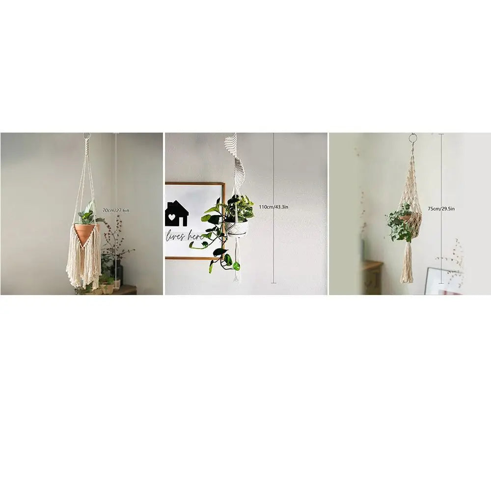 New Macrame Plant Hangers Handmade Beige Color Cotton Rope Hanging Planter Flower Pot Hanging Basket Home Decoration