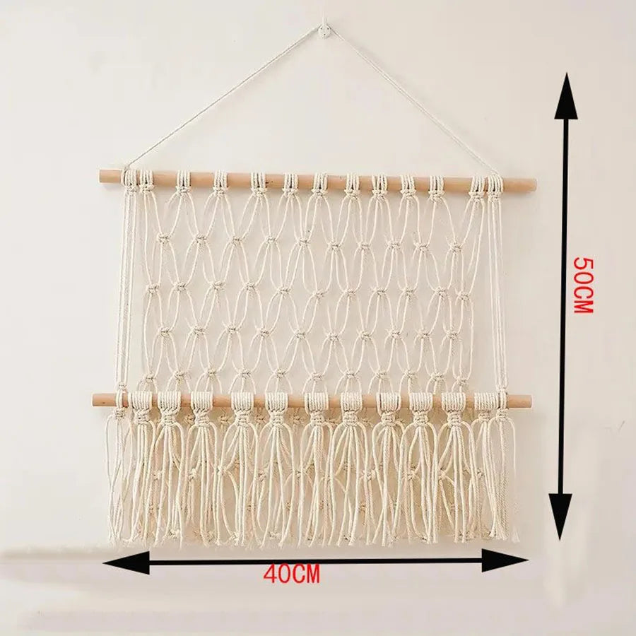 Nordic Hand-woven Cotton Rope Macrame Toy Doll Book Storage Hammock Hanging For Nursery Playroom Bedroom Decoration Wall Shelf