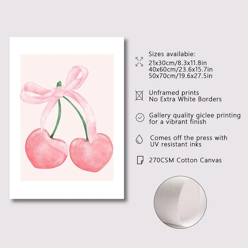 Trendy Pink Bows Poster Wall Art Set of 3 Preppy Posters College Apartment Decor Watercolor Bows Print Room Bedroom Wall Decor