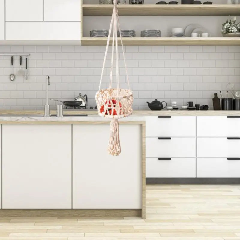 Hanging Hand-woven Macrame Plant Hanger Flower Pot Planter Hanger Wall Decor Courtyard Garden Hanging Planter Hanging Basket