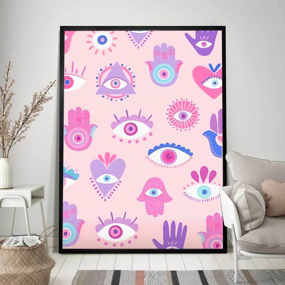 Abstract Eye Shapes Hand Moon Poster Classic Vintage Posters HD Quality Wall Art Retro Posters for Home Room Wall Decor