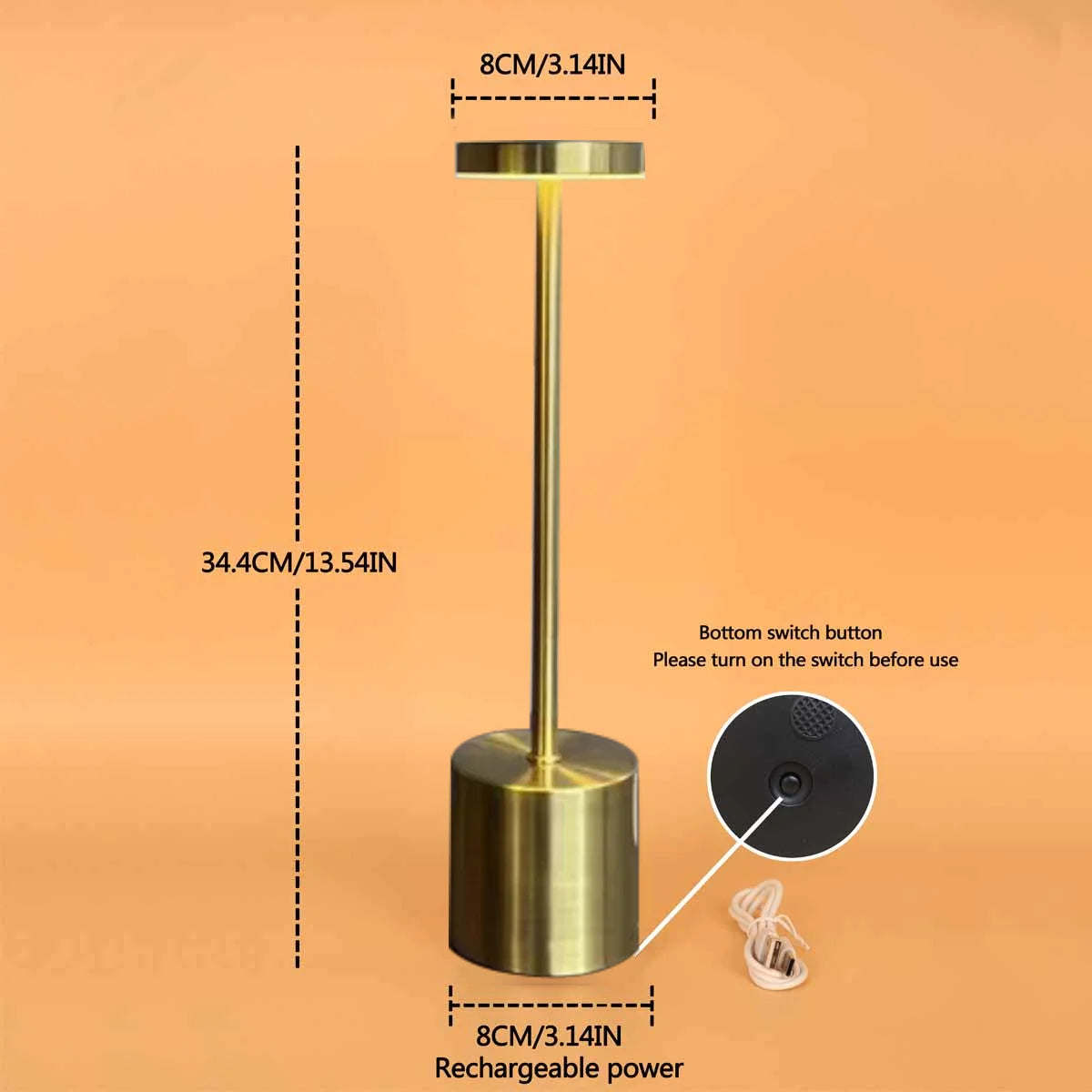 Simple LED Rechargeable Touch Metal Table Lamp Three Colors Bedside Creative Ambient Light Bar Outdoor Decoration Night Light