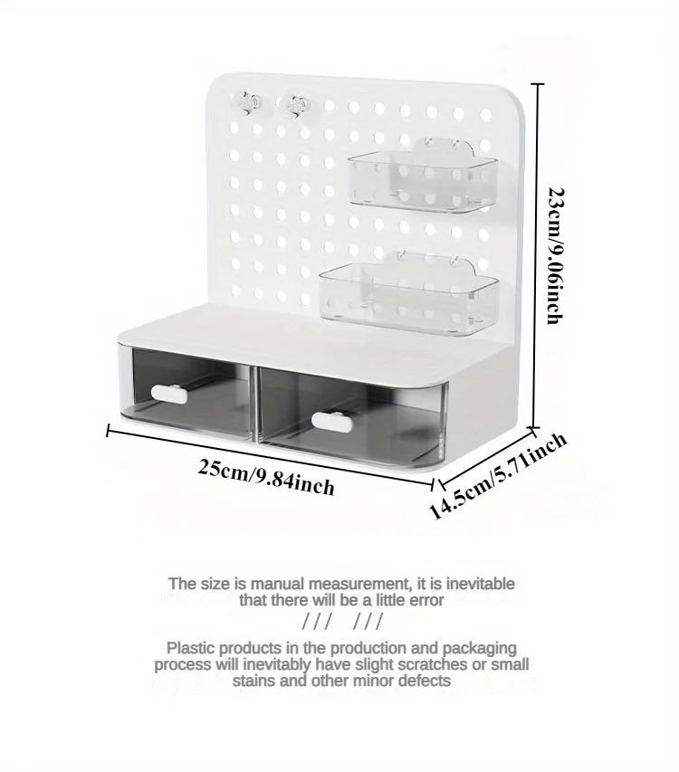 Kawaii Hook Drawer Type Hole Board Small Card Stand Display Desktop Idol Storage Box Desk Stationery Organization Storage Rack