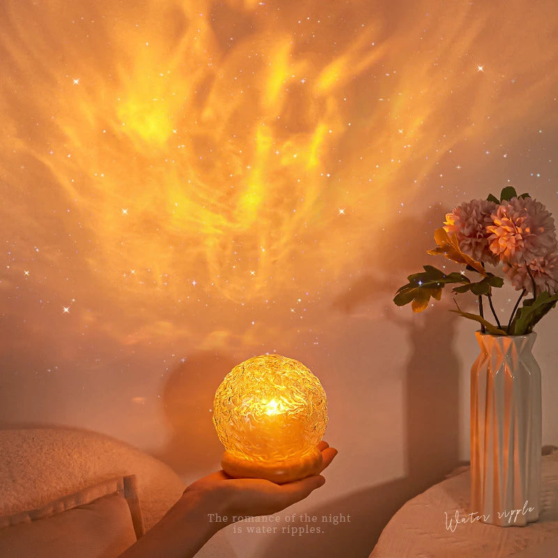 New Water Ripple Projector Night Light Crystal Mood Lamp Decoration Home Houses Bedroom Aesthetic Christmas Gift Sunset Lights