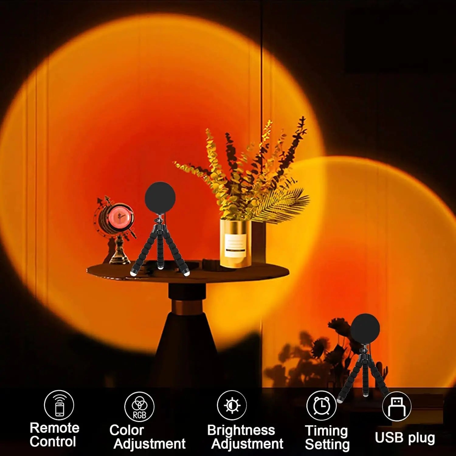 APP Remote Control 360 Degree Rotation Sunlight Lamp Projector with 16 color 4 Modes Rainbow Sunset Light