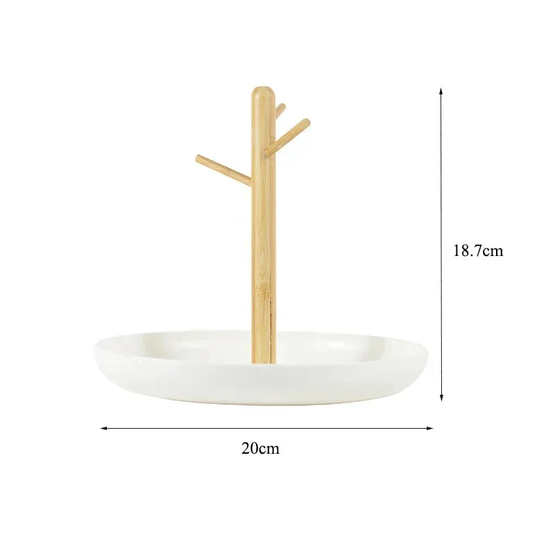 2024 New Nordic Bamboo Tree Branch Storage Tray Living Room Desktop Key Hanger Jewelry Display Frame