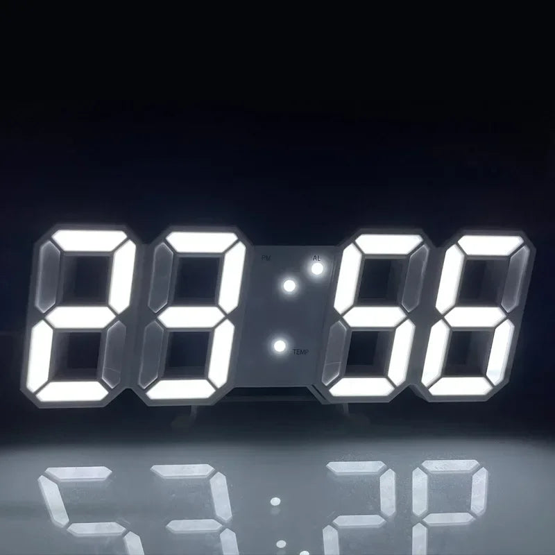 LED Clock Bedroom Home for You Adjustable Digital Wall Clock Hair Accessories Living Room Night Light Mode 3D Decor Decorate