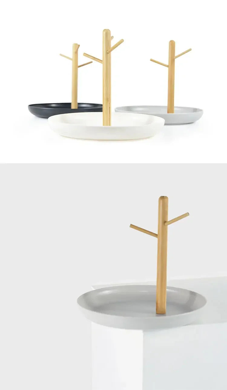 2024 New Nordic Bamboo Tree Branch Storage Tray Living Room Desktop Key Hanger Jewelry Display Frame