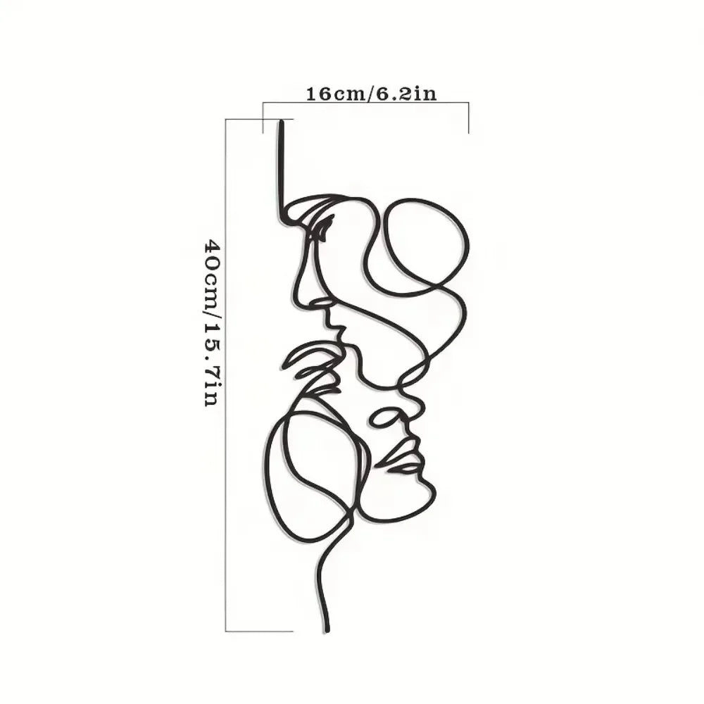 Facial Line Wall Decoration: Stylish Metal Wall Art, Abstract Iron Wall Sculpture for Modern Black Home Hanging Decor