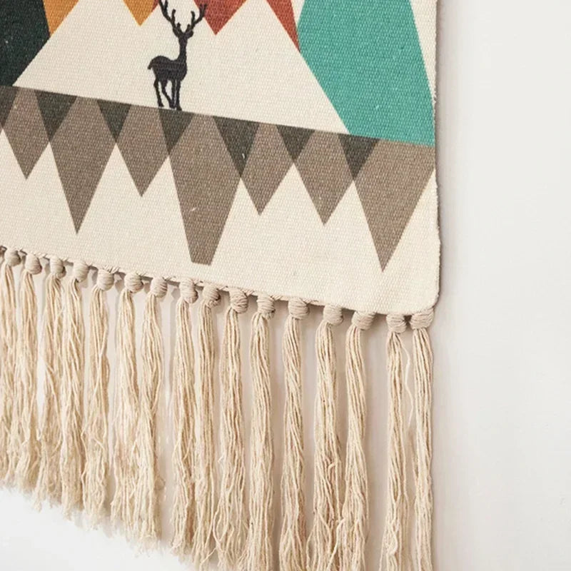 Macrame Wall Hanging Tapestry Nordic Cotton Tassel Handmade Woven Bohemian Geometric Canvas Cloth Home Living Room Boho Decor