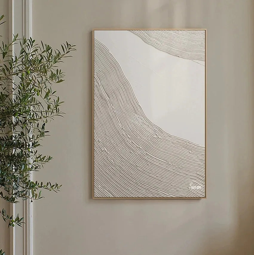 Conceptual White Line Abstract Canvas Painting Living Room Modern Wall Art Home Decoration Painting Frameless Painting